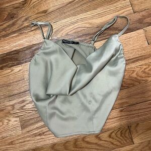 Cowl neck satin top